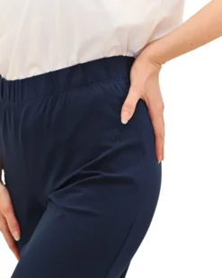 KEY UP - PANTA COULOTTE BLU IN JERSEY ELASTICIZZATO 5L861