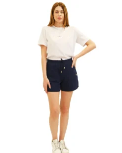 KEY UP - PANTALONCINO BLU DA DONNA IN FELPA