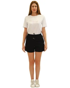 KEY UP - PANTALONCINO NERO DA DONNA IN FELPA