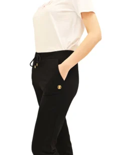 KEY UP - PANTALONE TUTA NERO CON POLSINO DA DONNA
