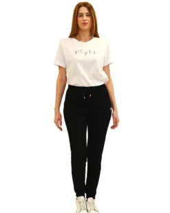 KEY UP - PANTALONE TUTA NERO CON POLSINO DA DONNA