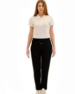 KEY UP - PANTALONE TUTA NERO DA DONNA CON FONDO DRITTO