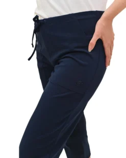 KEY UP - PINOCCHIETTO BLU CON TASCHE IN JERSEY ELASTICIZZATO DA DONNA