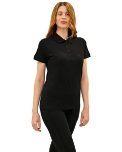 KEY UP -POLO IN PIQUET DONNA NERA CON COLLETTO - 5535Q/0002