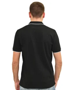 KEY UP - POLO MEZZA MANICA UOMO IN PIQUET NERA  CON RIGHINO BIANCO - 2Q711/0002
