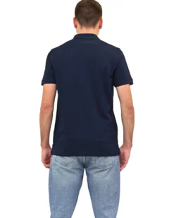KEY UP - POLO MEZZA MANICA UOMO IN PIQUET BLU MEZZA ZIP CON TASCHINO - 2Q515/1245