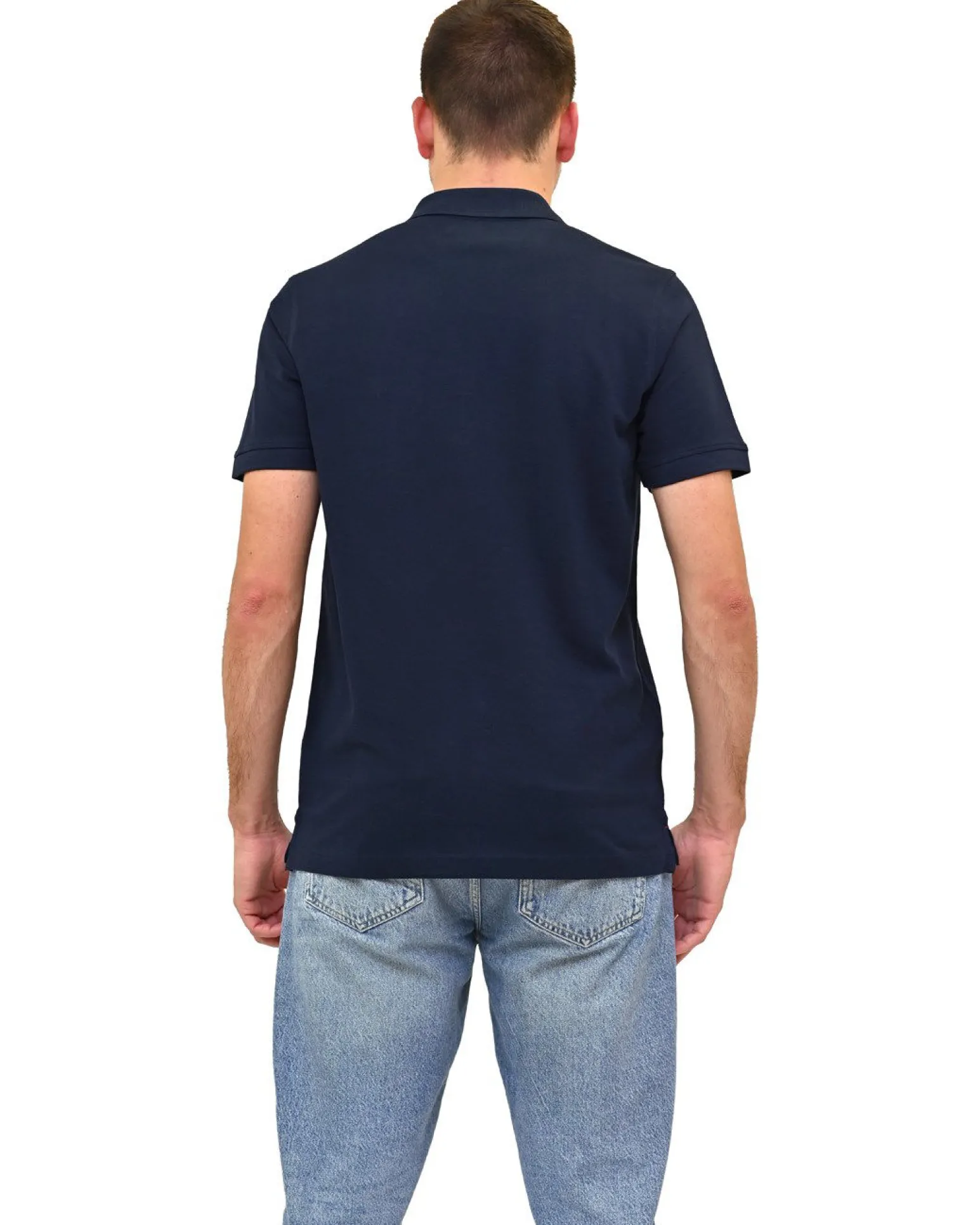KEY UP - POLO MEZZA MANICA UOMO IN PIQUET BLU MEZZA ZIP CON TASCHINO - 2Q515/1245