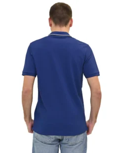 KEY UP - POLO MEZZA MANICA UOMO IN PIQUET BLU CON RIGHINO BIANCO E BLU SCURO - 2Q827/3135