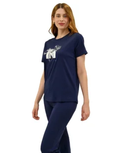 KEY UP - T-SHIRT MEZZA MANICA DONNA BLU  - 5S882/1265