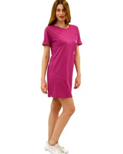 KEY UP - VESTITINO DONNA MEZZA MANICA FUXIA CON STAMPA FLOREALE-  5S889/5511