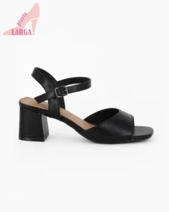 LADY GLOBO - Sandalo nero con sottopiede in VERA PELLE, calzata comoda, tacco 5,5CM