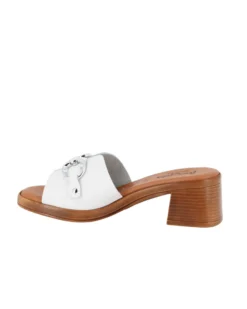 LA MOVIDA - Ciabatta bianco in VERA PELLE con morsetto, tacco 5CM - MADE IN ITALY