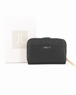 LANCETTI - Portafoglio nero con due scomparti principali