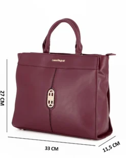 LAURA BIAGIOTTI - Borsa a due manici bordeaux con logo frontale, tracolla removibile