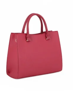 LAURA BIAGIOTTI - Borsa a due manici rubino con  tasca frontale con patta, tracolla removibile