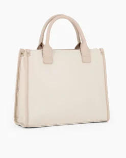 LAURA BIAGIOTTI - Borsa a mano naturale con dettaglio catenina sulla tasca frontale, tracolla removibile