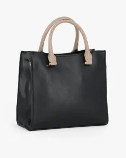 LAURA BIAGIOTTI - Borsa a mano nera con ciondolo metallico loggato, tracolla removibile