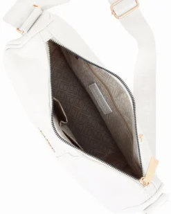 LAURA BIAGIOTTI - Borsa mezzaluna bianca con tasca posteriore
