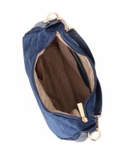LAURA BIAGIOTTI - Borsa sacca blu scamosciata con tasche laterali
