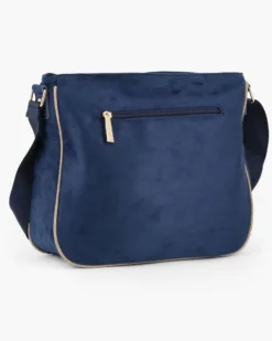 LAURA BIAGIOTTI - Borsa sacca blu scamosciata con tasca frontale e posteriore
