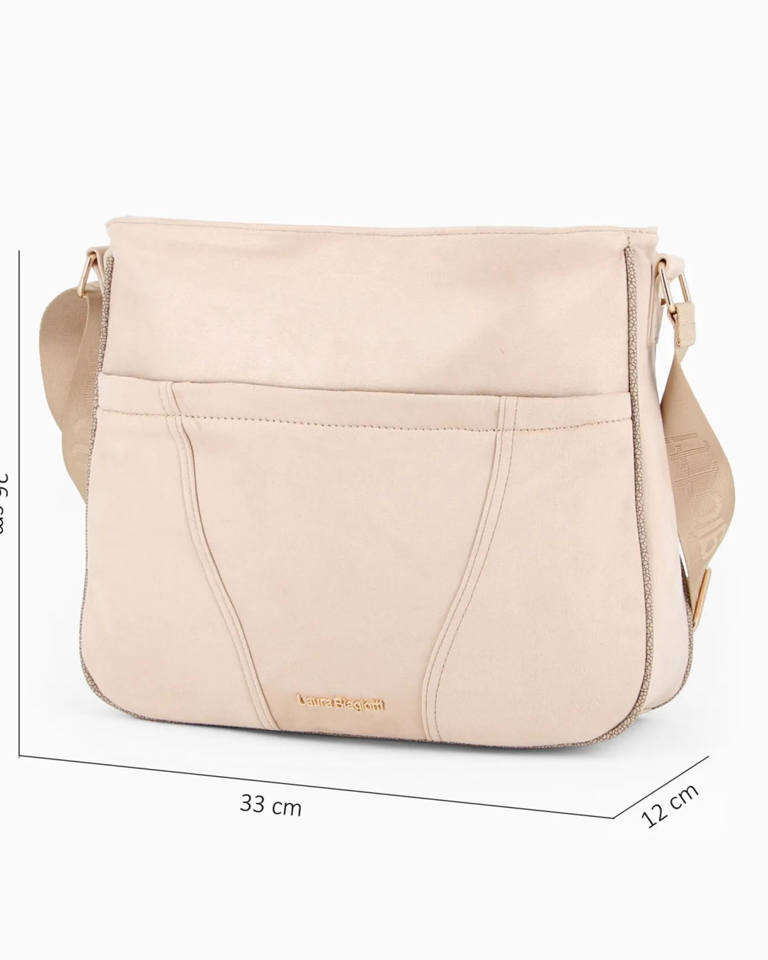 LAURA BIAGIOTTI - Borsa sacca naturale scamosciata con tasca frontale e posteriore