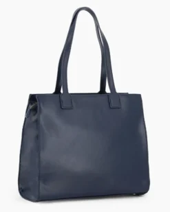LAURA BIAGIOTTI - Borsa shopping blu con cinturino frontale