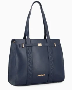 LAURA BIAGIOTTI - Borsa shopping blu con cinturino frontale