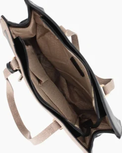 LAURA BIAGIOTTI - Borsa shopping nera con ciondolo metallico loggato removible