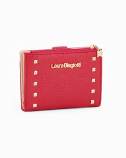 LAURA BIAGIOTTI - Portafoglio rosso con borchie e pattina