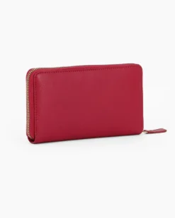 LAURA BIAGIOTTI - Portafoglio rosso con chiusura a zip in VERA PELLE