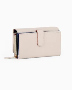 LAURA BIAGIOTTI - Portafoglio beige in VERA PELLE da donna con patta