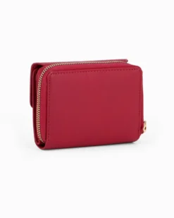 LAURA BIAGIOTTI - Portafoglio rosso in VERA PELLE da donna con patta e tasca portamonete