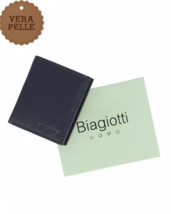 LAURA BIAGIOTTI - Portafoglio blu da uomo in VERA PELLE