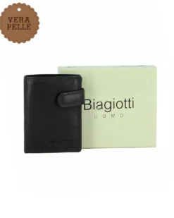 LAURA BIAGIOTTI - Portafoglio nero da uomo in VERA PELLE