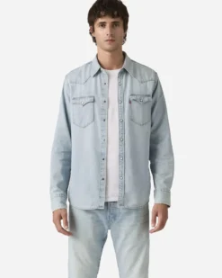 LEVI'S - CAMICIA MANICA LUNGA BARSTOW WESTERN DENIM CHIARO DA UOMO, 85744_0118