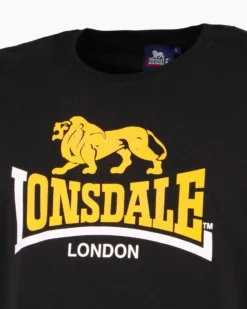 LONSDALE - Tshirt manica corta nera con logo in cotone