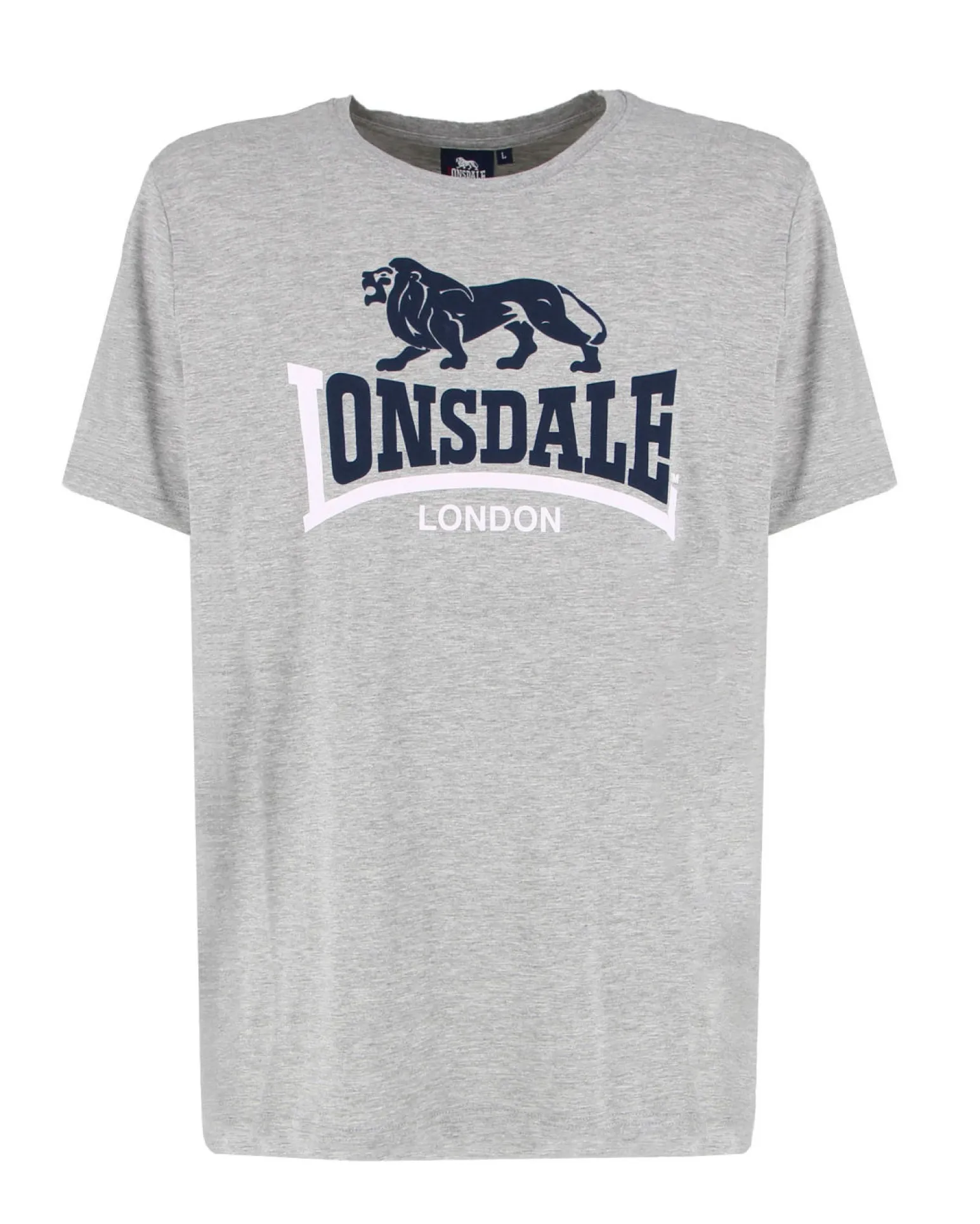 LONSDALE - Tshirt manica corta grigio con logo in cotone
