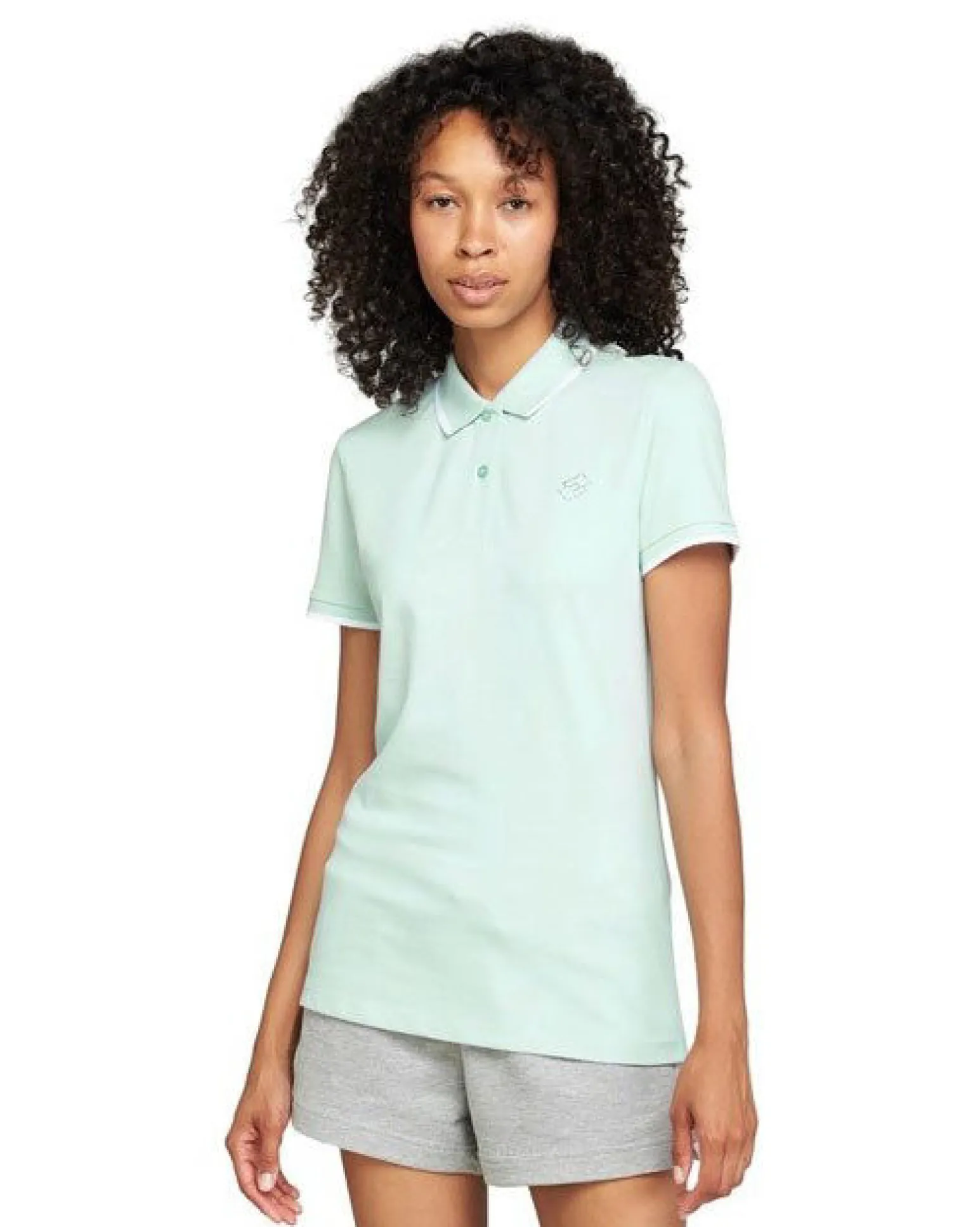 LOTTO - POLO MEZZA MANICA DONNA CLASSICA STC PQ VERDE ACQUA ON RIGHINO BIANCO - 213501/BXW