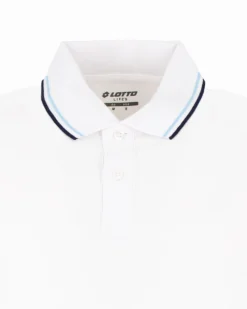 LOTTO - POLO MEZZA MANICA UOMO BIANCA CON RIGHINO CELESTE E BLU CLASSICA  - 219238/BXC