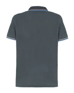 LOTTO - POLO MEZZA MANICA UOMO GRIGIO SCURO  CON RIGHINO GRIGIO E CELESTE CLASSICA  - 219238/1SV