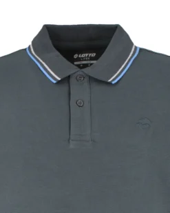 LOTTO - POLO MEZZA MANICA UOMO GRIGIO SCURO  CON RIGHINO GRIGIO E CELESTE CLASSICA  - 219238/1SV