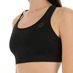 LOTTO - Top sportivo nero a supporto medio in tessuto elasticizzato