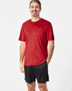 LOTTO - T SHIRT SPORTIVA MEZZA MANICA IN TESSUTO TRASPIRANTE ROSSO SCURO DA UOMO, 218935/7B8