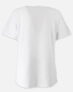 MIF - Maxi tshirt a manica corta bianca e fuxia in cotone