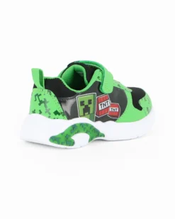 MINECRAFT - Sneakers verde e nera da bambino con strappo e luci, numerata 26/32
