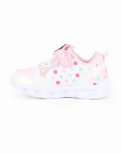 MINNIE - Sneakers bianca e rosa da bimba con luci e strappo, numerata 24/30