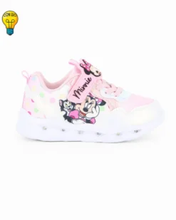 MINNIE - Sneakers bianca e rosa da bimba con luci e strappo, numerata 24/30