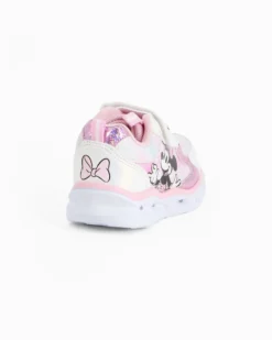 MINNIE - Sneakers bianca e rosa da bimba con luci e strappo