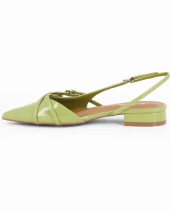 MISS GLOBO - Ballerina slingback verde a punta con cinturini incrociati