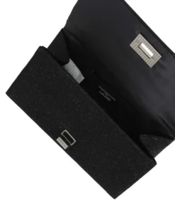 MISS GLOBO - Borsa da sera nera in lurex con manico strass